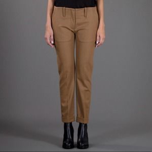 Acne Brooke Camel Turn Up Cropped Slim Trousers